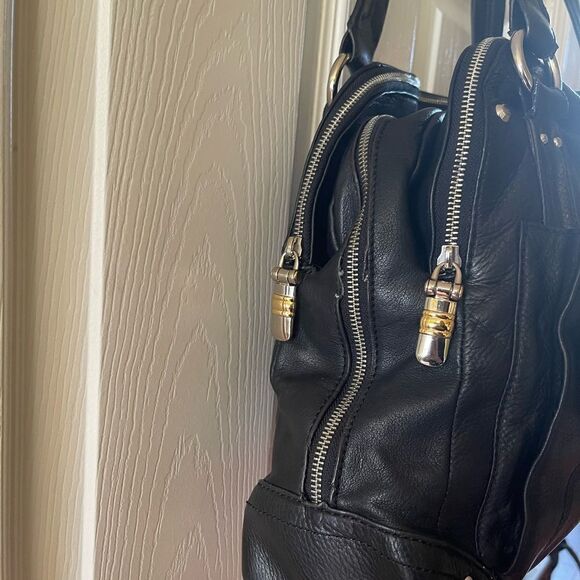 B Makowsky leather Black large shoulder bag gold & Silver tone hardwares. - Picture 4 of 16